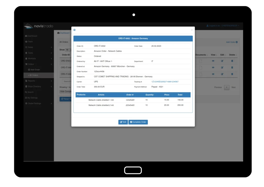 View Order details